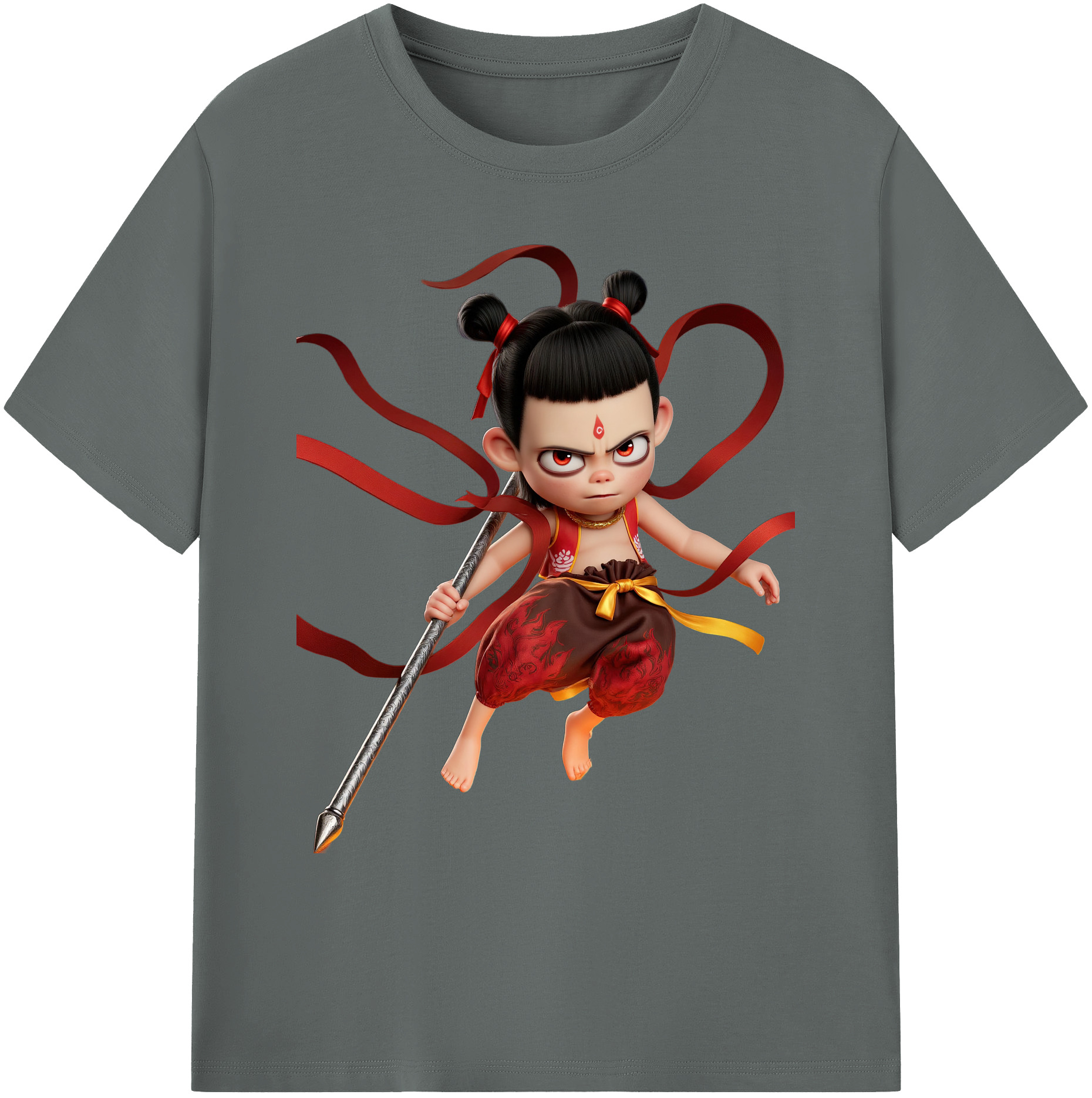 （画像用） Ne Zha 2 ナタ 魔童の大暴れ 綿100％ メンズ半袖Tシャツ｜肌触りやわらか＆通気性